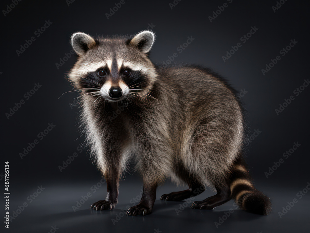 Obraz premium Raccoon Studio Shot Isolated on Clear Black Background, Generative AI