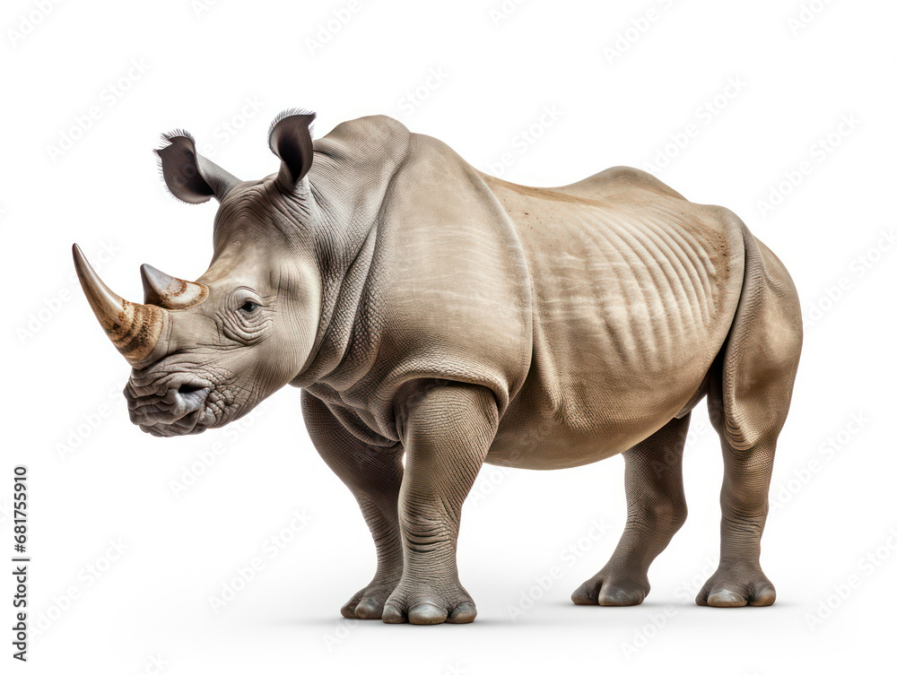 Fototapeta premium Rhino Studio Shot Isolated on Clear White Background, Generative AI