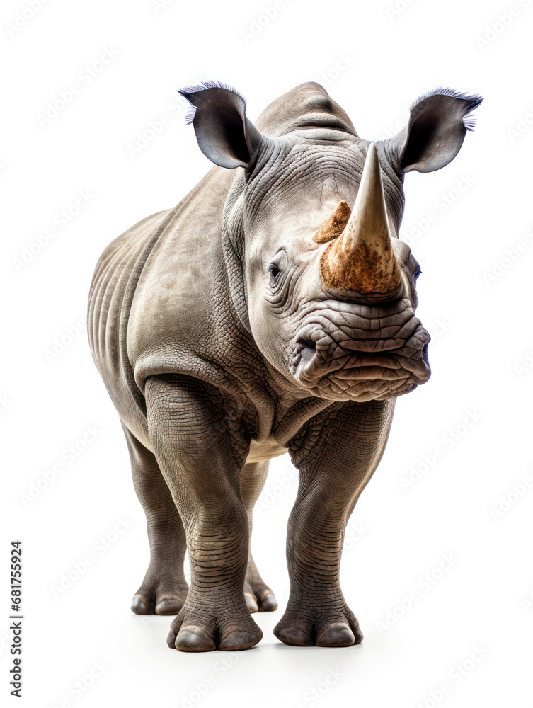 Fototapeta premium Rhino Studio Shot Isolated on Clear White Background, Generative AI