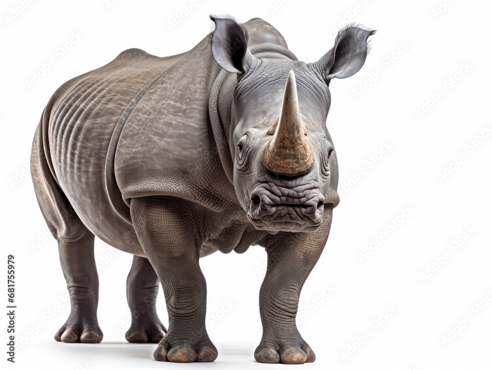 Fototapeta premium Rhino Studio Shot Isolated on Clear White Background, Generative AI
