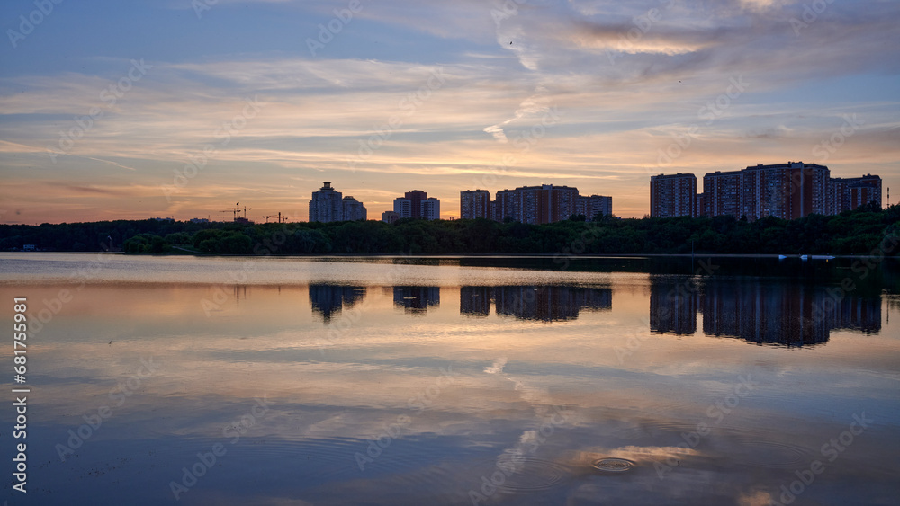 Russia. Moscow. Sunset on Borisov Ponds. After sunset silence