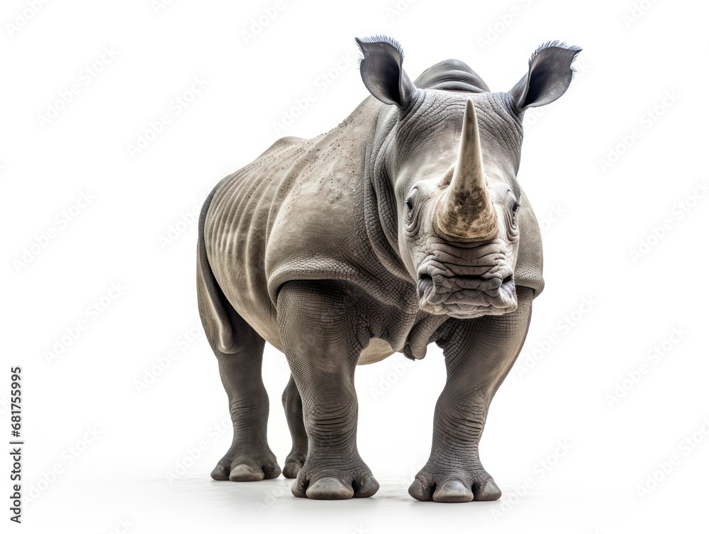 Rhino Studio Shot Isolated on Clear White Background, Generative AI