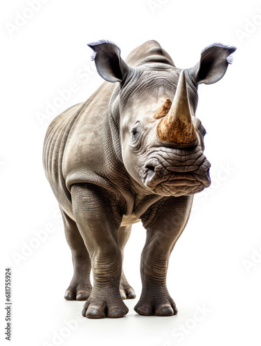 Rhino Studio Shot Isolated on Clear White Background  Generative AI