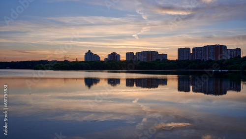 Russia. Moscow. Sunset on Borisov Ponds. After sunset silence photo
