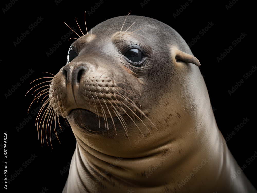 Obraz premium Seal Studio Shot Isolated on Clear Black Background, Generative AI