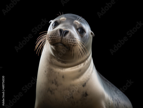 Seal Studio Shot Isolated on Clear Black Background, Generative AI