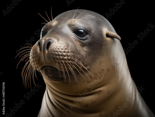 Seal Studio Shot Isolated on Clear Black Background, Generative AI
