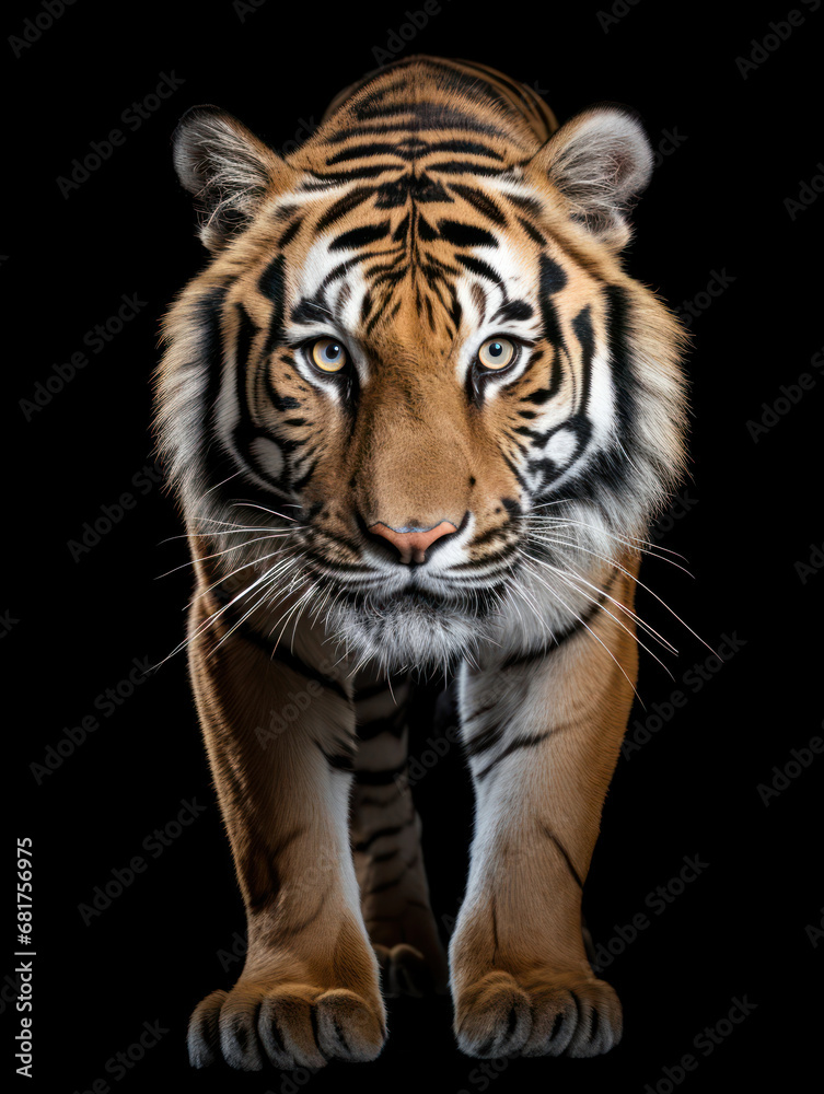 Tiger Studio Shot Isolated on Clear Black Background, Generative AI Tiger Studio Shot Isolated on Clear Black Background, Generative AI