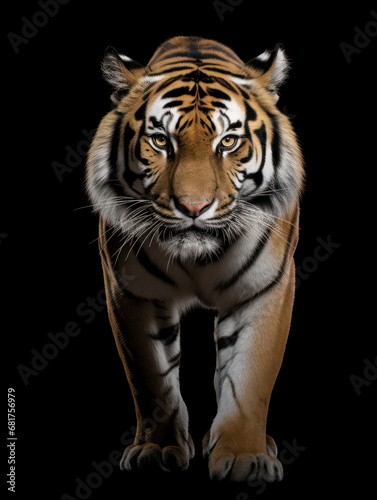 Tiger Studio Shot Isolated on Clear Black Background  Generative AI
