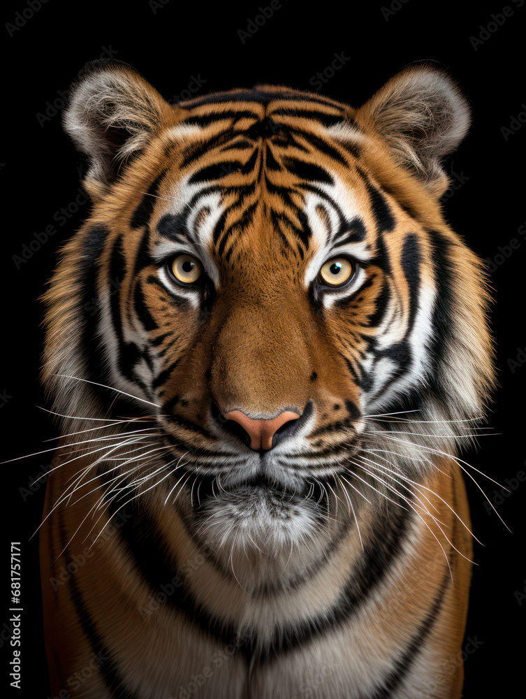 Tiger Studio Shot Isolated on Clear Black Background, Generative AI Tiger Studio Shot Isolated on Clear Black Background, Generative AI