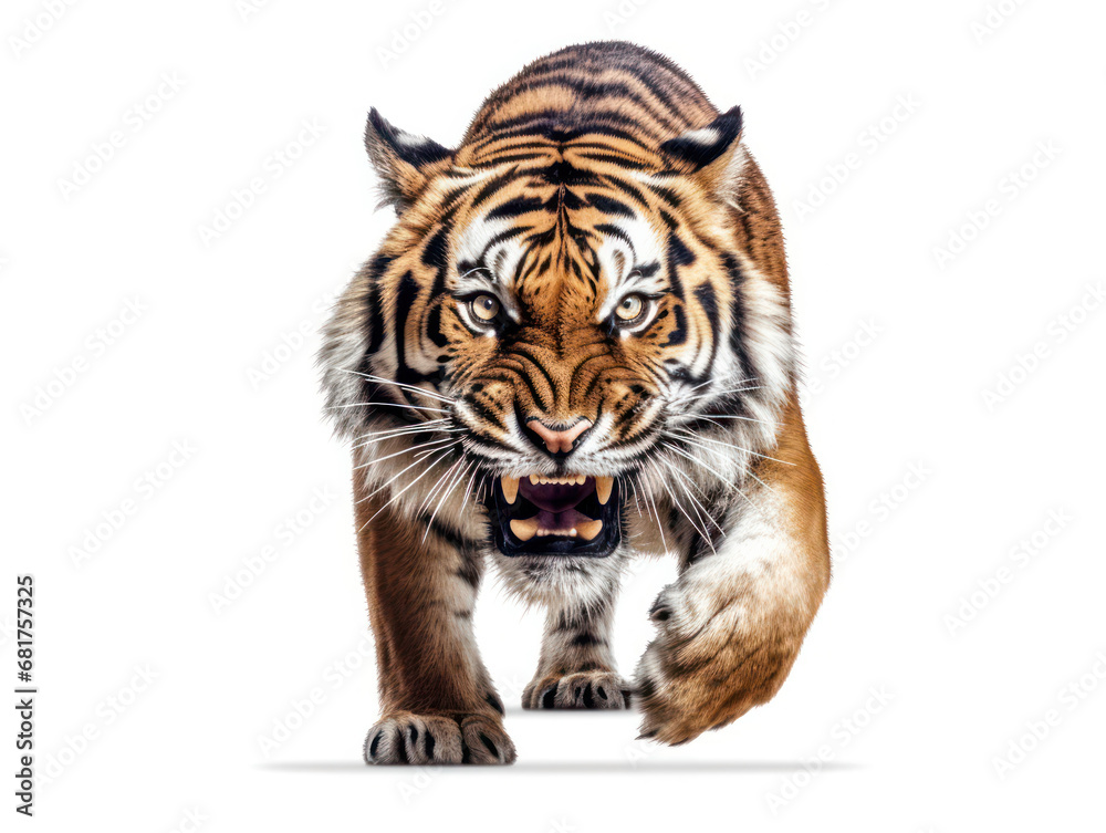 Fototapeta premium Tiger Studio Shot Isolated on Clear White Background, Generative AI