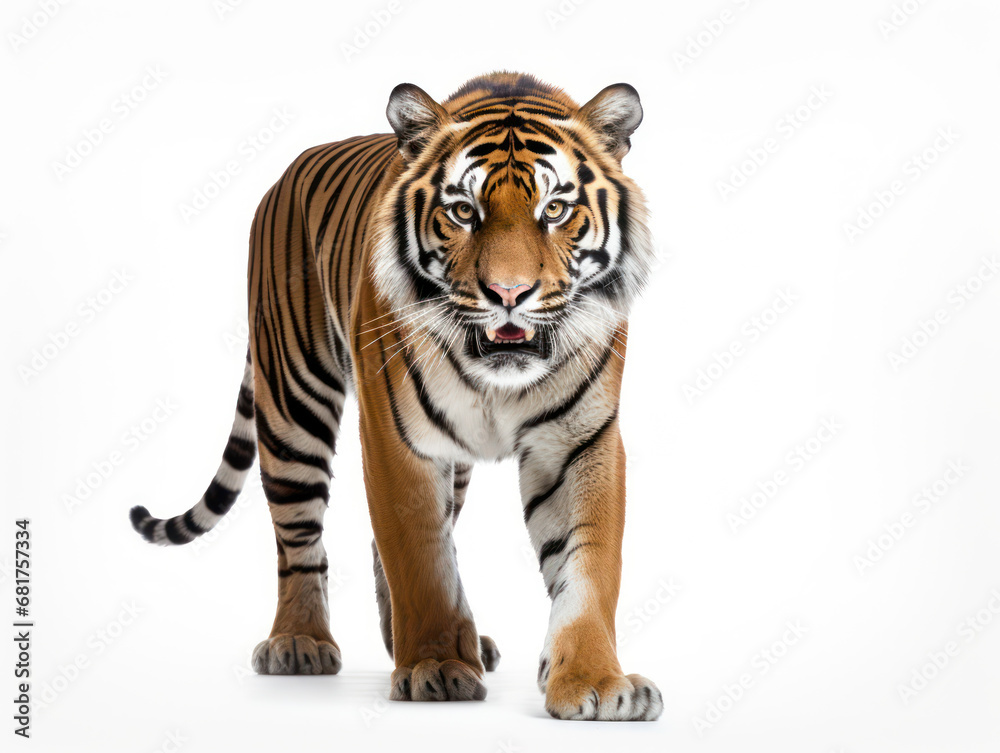 Fototapeta premium Tiger Studio Shot Isolated on Clear White Background, Generative AI