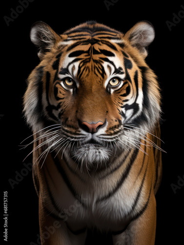 Tiger Studio Shot Isolated on Clear Black Background, Generative AI © Vig