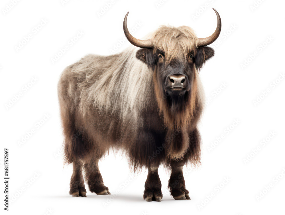 Yak Studio Shot Isolated on Clear White Background, Generative AI Yak Studio Shot Isolated on Clear White Background, Generative AI