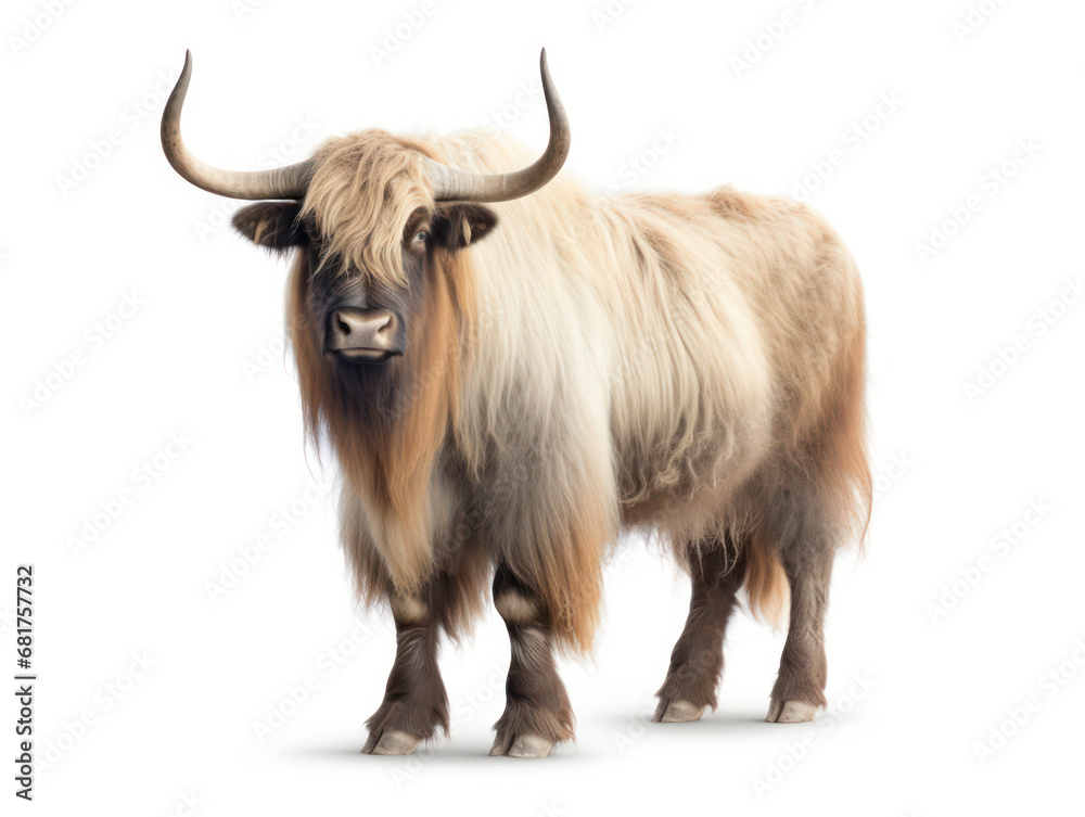 Yak Studio Shot Isolated on Clear White Background, Generative AI Yak Studio Shot Isolated on Clear White Background, Generative AI