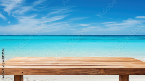 Empty table and sea in the background