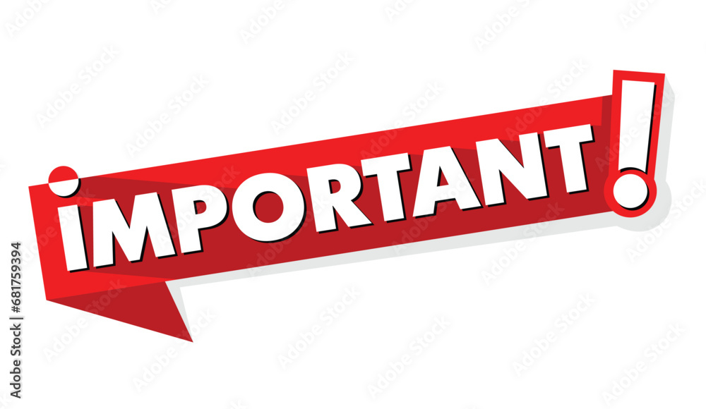 Important notice or message. Red vector banner with exclamation mark - obrazy, fototapety, plakaty 