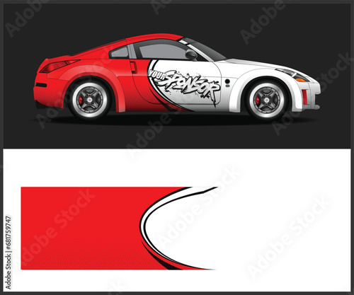 Racing car wrap design vector Graphic abstract stripe racing background kit designs for wrap vehicle