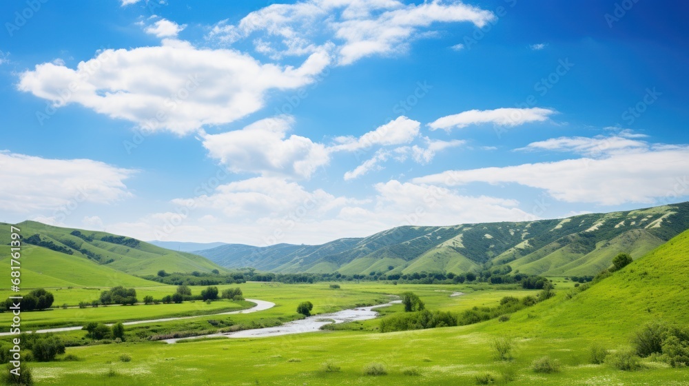 Rolling Hills, Blue Sky, and White Clouds in Alameda County's Sunol Regional Wilderness