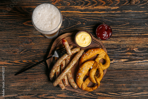 Board with tasty Bavarian s...