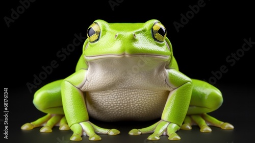 Closeup of American Green Tree Frog, a Vibrant Green Amphibian in its Natural Habitat