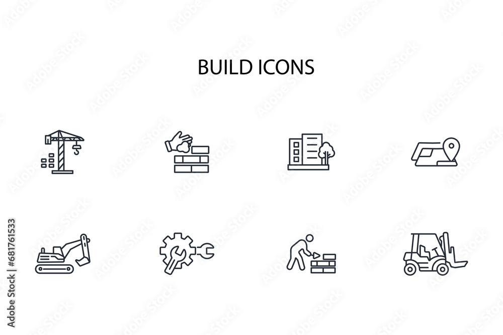 Build and construction icon set.vector.Editable stroke.linear style sign for use web design,logo.Symbol illustration.