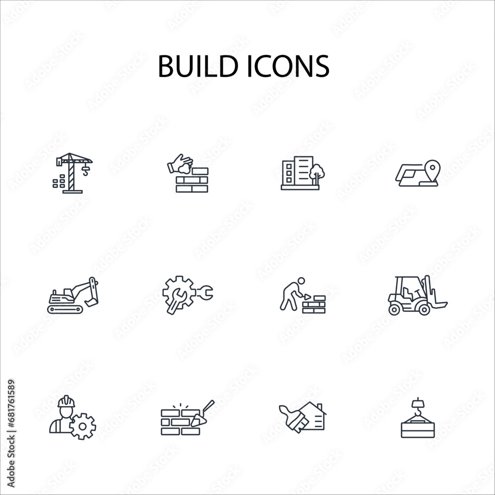 Build and construction icon set.vector.Editable stroke.linear style sign for use web design,logo.Symbol illustration. Build and construction icon set.vector.Editable stroke.linear style sign for use web design,logo.Symbol illustration.