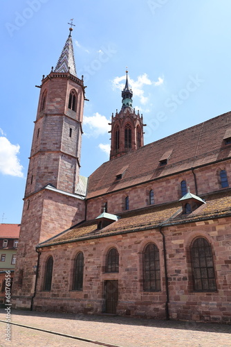Historische Kirche in der Altstadt von Villingen, einem Stadtteil von Villingen-Schwenningen in Baden-Württemberg 