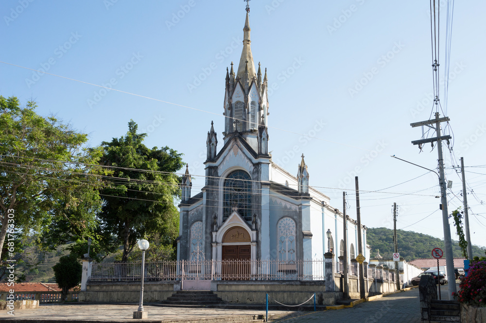Beautiful church of Nossa Senhora do Rosário in São Luís do Paraitinga on a sunny day