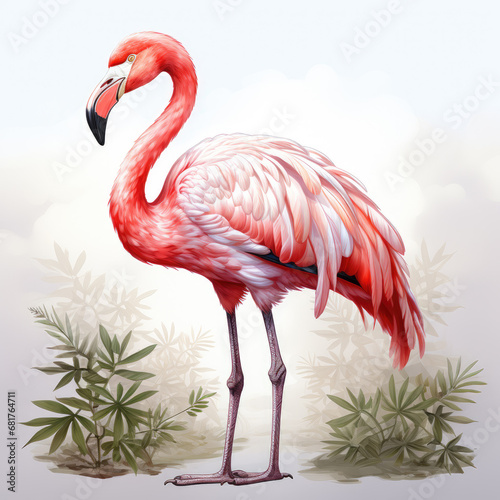 watercolor Flamingo clipart  Generative Ai