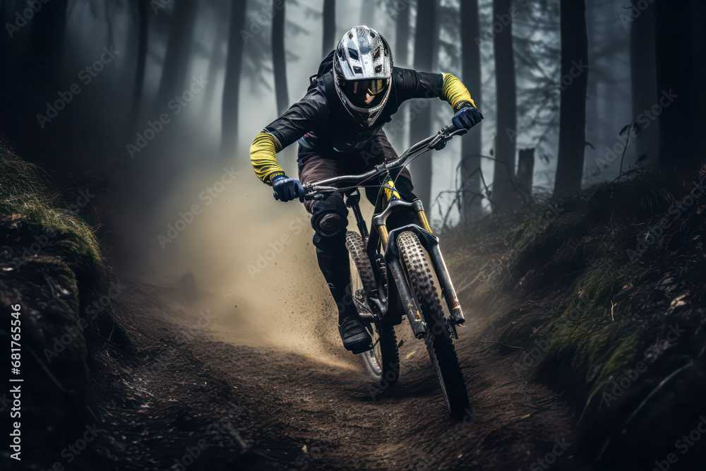 Mountain bike rider in action Mountain bike rider in action