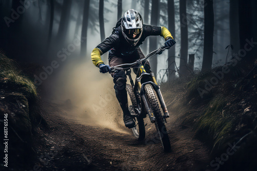 Mountain bike rider in action