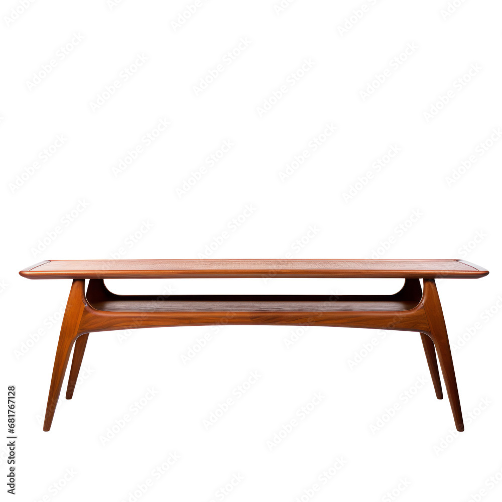 Sleek mid-century modern coffee table with tapered legs and a smooth wooden finish. Sleek mid-century modern coffee table with tapered legs and a smooth wooden finish.