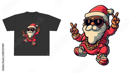 dancing rapper funny christmas santa claus vector