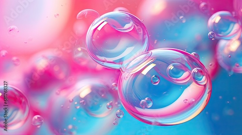 Lots of pink-purple transparent delicate bubbles