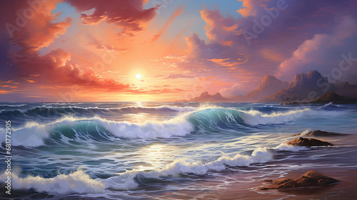 beautiful sunset in the sea.