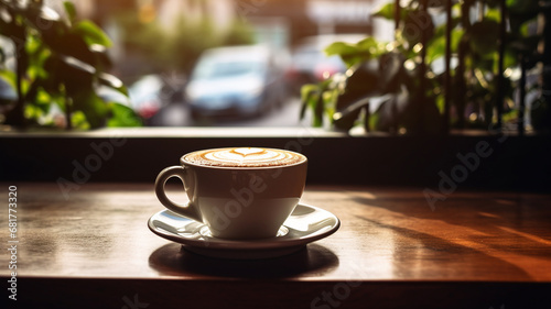coffee latte art in coffee shop, vintage style