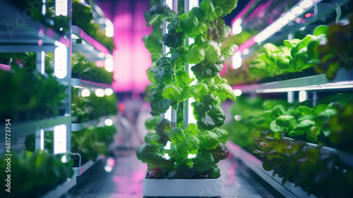 growing vegetable garden in greenhouse. green vegetables and greens © Daniel