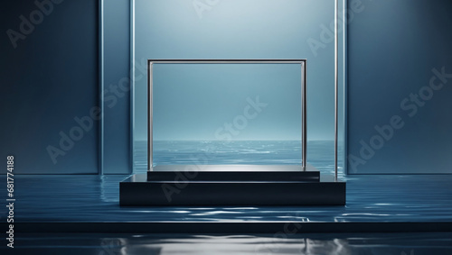 Aquatic Elegance: A 3D Rendered Podium for Masculine Brand Display