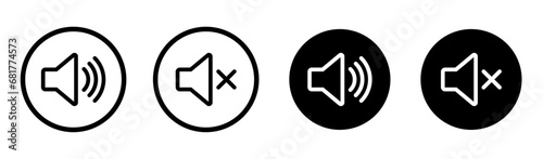 Volume on and off icon set photo