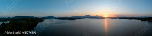 Aerial view of sunset landscape in hainan island China