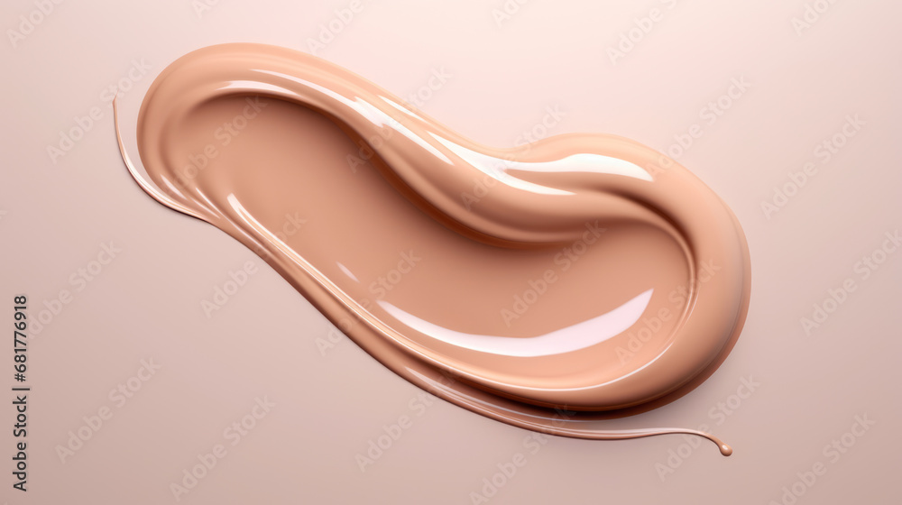 Beige viscous liquid. Skin care beige cosmetic cream - obrazy, fototapety, plakaty 