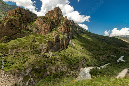 Chegem gorge on a sunny summer day. Caucasus. Kabardino-Balkaria. photo