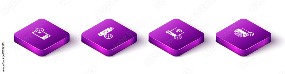 Set Isometric Microwave oven service, USB flash drive, Router wi-fi with and Printer icon. Vector Set Isometric Microwave oven service, USB flash drive, Router wi-fi with and Printer icon. Vector