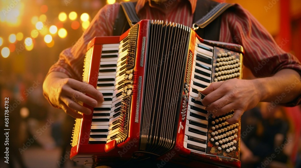 a person playing an accordion - obrazy, fototapety, plakaty 