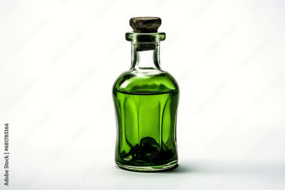 Mysterious Green potion bottle. Poison flask. Generate AI Mysterious Green potion bottle. Poison flask. Generate AI