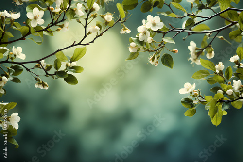 Spring green background with leaves © toomi123