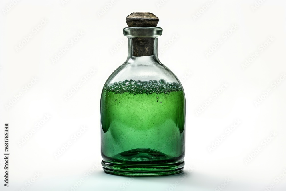 Glowing Green potion bottle. Poison flask. Generate AI