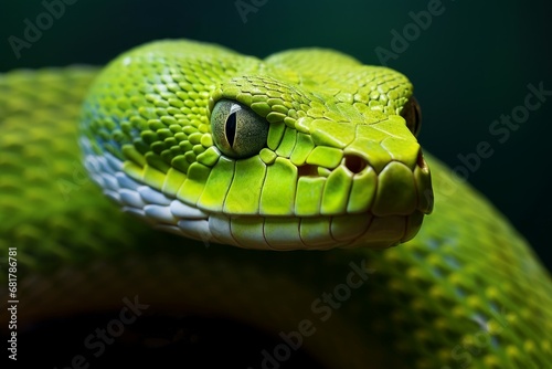Slender Green snake. Exotic reptile viper. Generate Ai