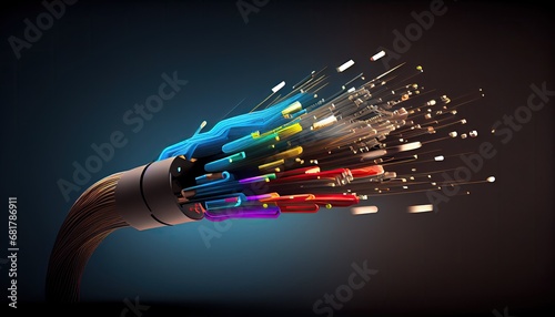 fiber optic technology concept background 3d render cable light motion science information futuristic global connection datum network movement tech traffic development stream